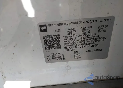 2022 GMC Terrain Fwd Sle z USA, uszkodzony, nr VIN 3GKALMEV8NL222856